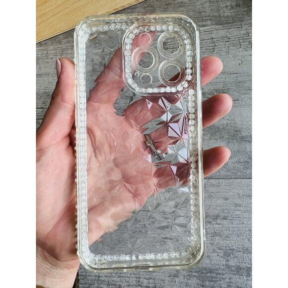 Luxury Diamond Rhinestone Crystal Bling Transparent iPhone Case 13 Pro Clear - Picture 10 of 10